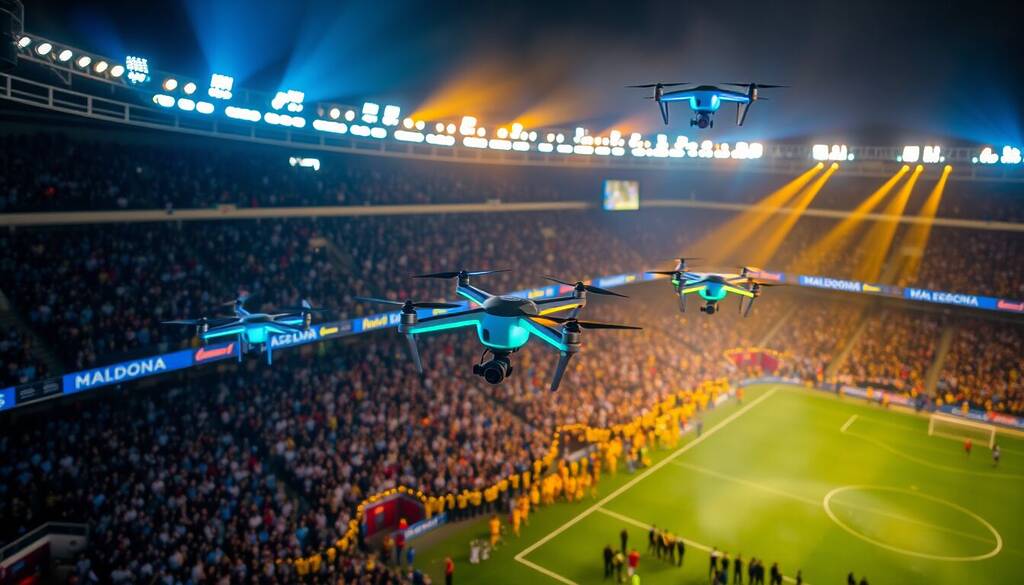 Geolier annuncia il live al Maradona 2026 con droni in un volo spettacolare sopra il pubblico
